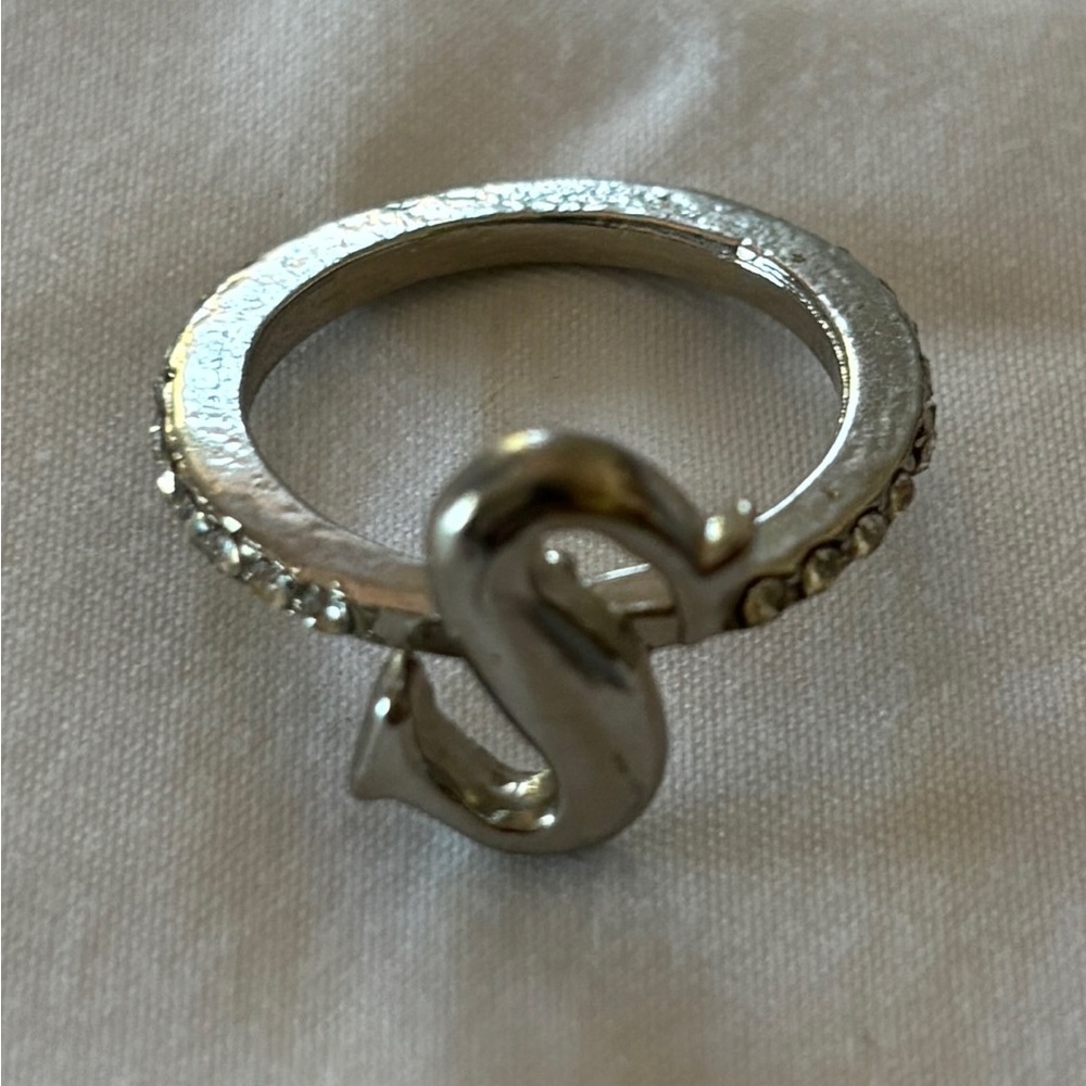 Rhinestone letter S Initial Ring Size Size 7